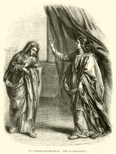 Salomon og Bath-Sheba, Philippe de Champaigne (kobberstik) af English School