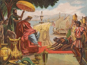 Salomon i sin herlighed (farvelitografi) af English School