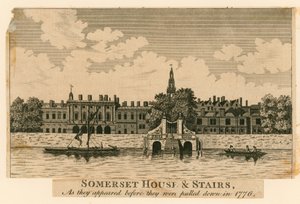 Somerset House og trapper, som de så ud, før de blev trukket ned i 1776 af English School