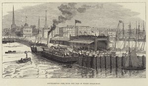 Southampton Pier, med Isle of Wight Steam-Boat (gravering) af English School