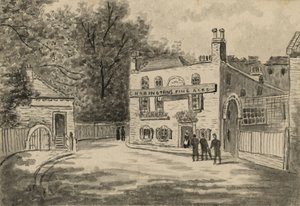 Spaniards Inn, Hampstead, London (wc på papir) af English School