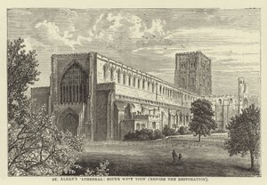 St Albans Cathedral, sydvestlig udsigt, før restaureringen af English School