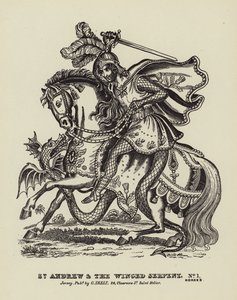 Sankt Andreas og den bevingede slange (gravering) af English School