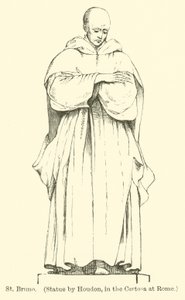 St Bruno, statue af Houdon, i Certosa i Rom (gravering) af English School