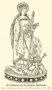 St. Catharine og kejser Marentius (stik) af English School