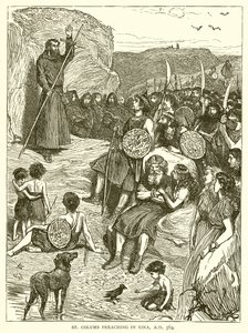 St. Columb prædiker i Iona, 564 e.Kr af English School