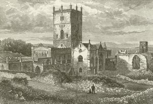 St Davids Cathedral og kollegiet, fra det nordøstlige af English School