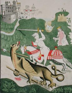 St. George med dragen, fra Treenighedens Kapel i Stratford Upon Avon, Warwickshire af English School