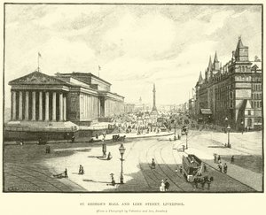 St Georges Hall og Lime Street, Liverpool af English School