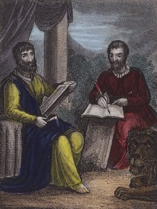 St Matthew, St Mark (farvet gravering) af English School