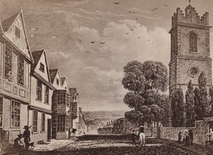 Peterskirken og North Hill Colchester (litho) af English School