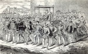 Dronning Elizabeths statsfremgang, illustration fra "Cassell