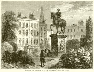 Statue af George I. og Hogarths House af English School