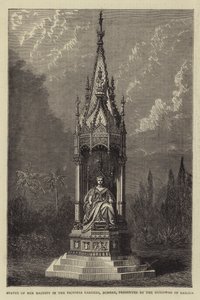 Statue af Hendes Majestæt i Victoria Gardens, Bombay, præsenteret af Guicowar of Baroda (gravering) af English School