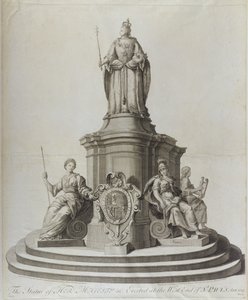 Statue af Dronning Anne (1665-1714), udgivet 1713 af English School