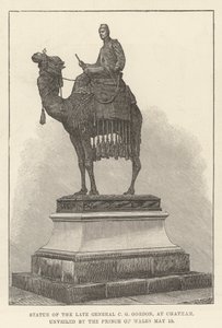 Statue af den afdøde general C G Gordon i Chatham, afsløret af prinsen af Wales af English School