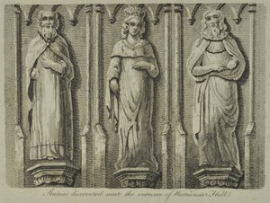 Statuer opdaget nær indgangen til Westminster Hall, 1807 af English School