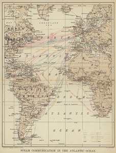 Dampkommunikation i Atlanterhavet (farve litho) af English School