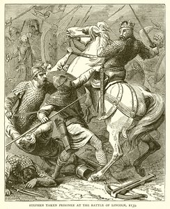 Stephen taget til fange i slaget ved Lincoln, 1139 af English School