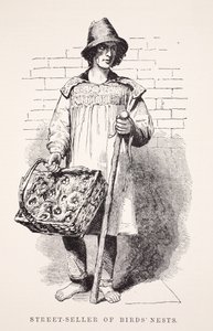 Gadesælger af fuglereder, illustration fra London Labor og London Poor af Henry Mayhew, pub. 1862 af English School