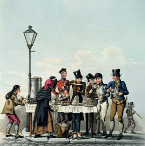 Street Breakfast indgraveret af G.Hunt, 1825 af English School