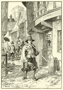 Gadescene under den store pest (blæk på papir) af English School