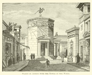 Gade i Athen med Vindenes Tårn (gravering) af English School