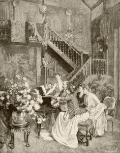 At studere et partitur (litho) af English School