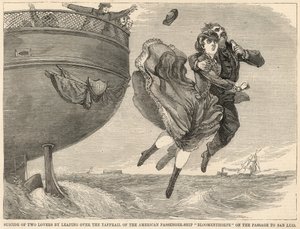 Selvmord af to elskere ved at springe over taffrailen på det amerikanske passagerskib Bloomenthorpe af English School