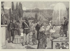 Søndag eftermiddag i Sans Soucis have, Potsdam (gravering) af English School