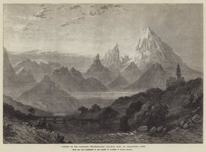 Solopgang på Watzmann, Berchtesgaden, bayerske alper (gravering) af English School