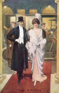 Aftensmad på Savoyen (farve litho) af English School