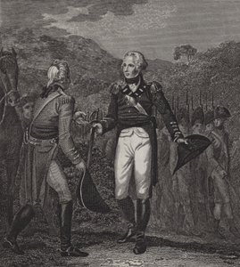 Overgivelse af general Burgoynes hær ved Saratoga, 1777 af English School