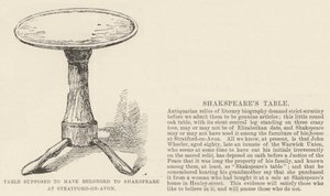 Bordet skulle have tilhørt Shakspeare i Stratford-on-Avon (gravering) af English School