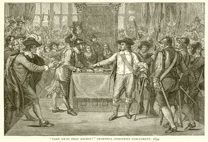 Tag den kugle væk! Cromwell opløser parlamentet, 1654 af English School