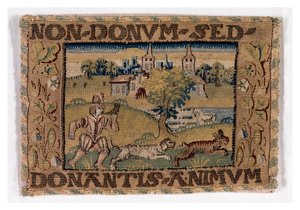 Tapestrypanel, der afbilder jagtscene, muligvis lavet i Sheldon, England, ca. 1600-25 (uld) af English School