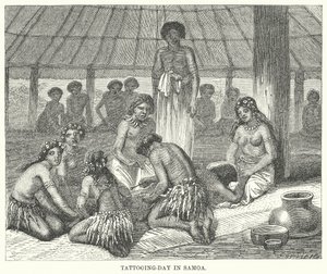 Tatoveringsdag i Samoa (gravering) af English School