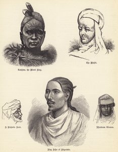 Tawhiao, Maori-kongen, Mahdi, en Risharin-araber, Kong John af Abessinien, Khartoum-kvinde (gravering) af English School