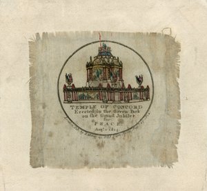 Temple of Concord for at fejre freden i 1814 (tryk på silke) af English School
