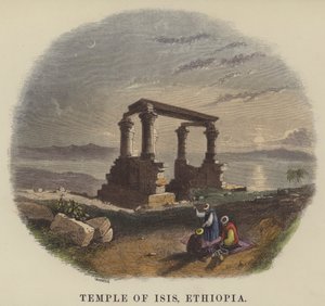 Temple of Isis, Etiopien (farvet gravering) af English School