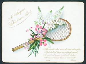 Tennisketcher og blomster, julekort. af English School
