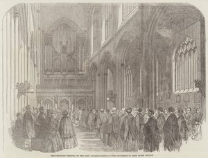 Jubilæumsfestival for Bath Grammar-School, Procession i Bath Abbey Church (gravering) af English School