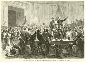 Den 106. bataljon af nationale garder leverer Trochu på Hotel de Ville, oktober 1870 af English School