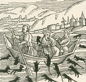 Det 10. århundredes folkeeventyr om Hatto, der var ærkebiskop af Mainz, og hvad der skete i Musetårnet, illustration fra The Strand Magazine, 1897 af English School
