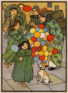 The Air-Ball Woman (farvelitografi) af English School