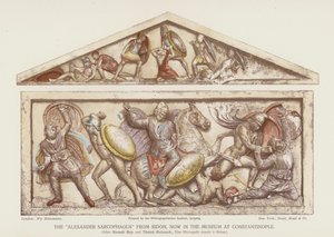"Alexander Sarcophagus" fra Sidon (farve litho) af English School