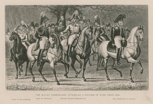 De allierede suveræner deltager i en anmeldelse i Hyde Park, 1814 af English School