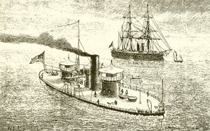 Det amerikanske krigsskib Miantonoma og Ironclad med to tårne af English School