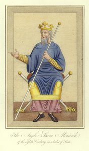 Den angelsaksiske monark i det 8. århundrede i en statsvane af English School