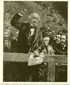 De armenske grusomheder: Mr. Gladstone fordømmer sultanen ved mødet i Liverpool af English School